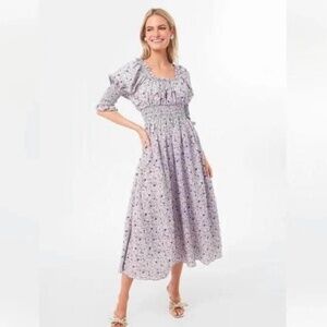 Tuckernuck Hyacinth House Lilac Ruched Midi Dress in Size XS